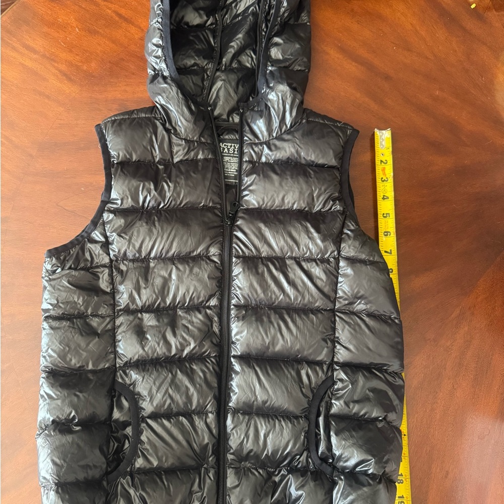 Active Basic Glossy Black Puffer Vest - image 1